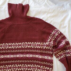 Festive Cozy Maroon Red Knit Turtleneck Sweater - C&B - size XL